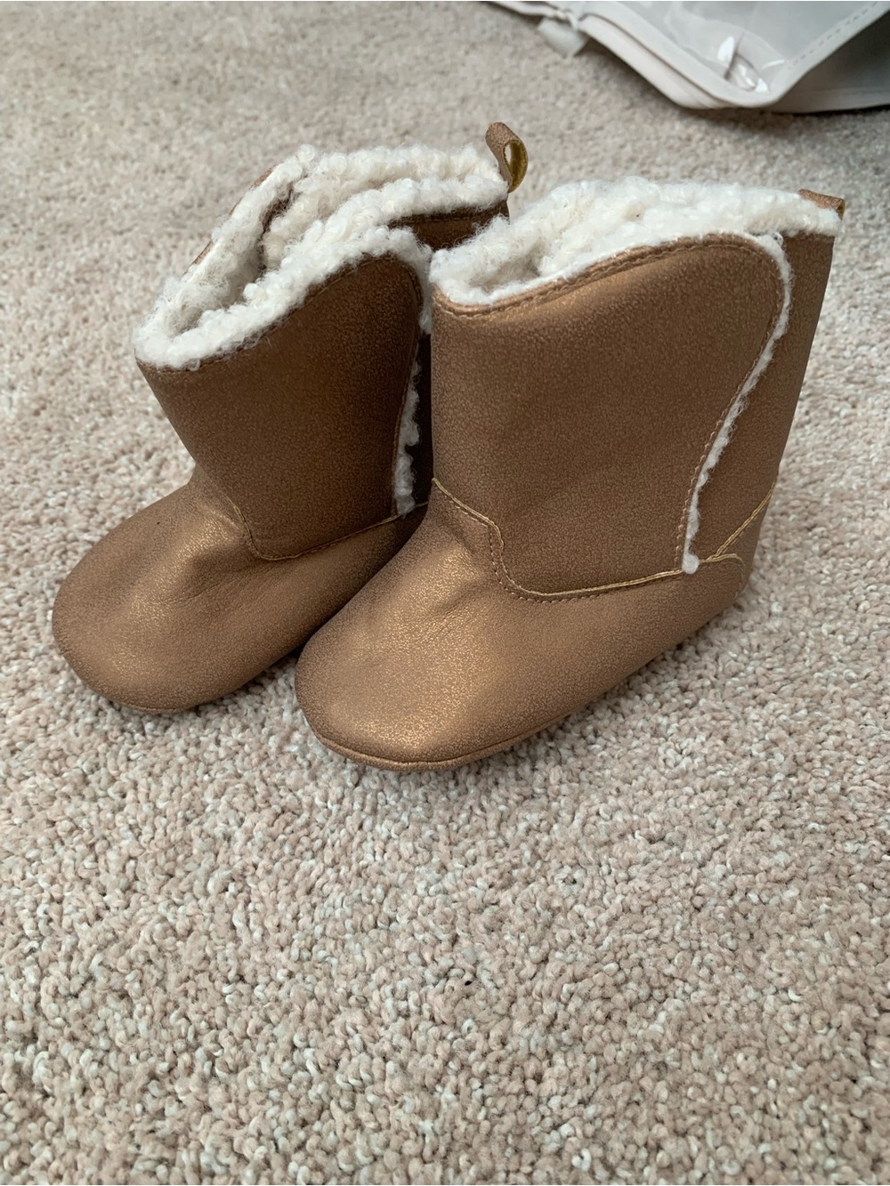 Carter’s Faux-Fur Lined Golden Brown Baby Booties